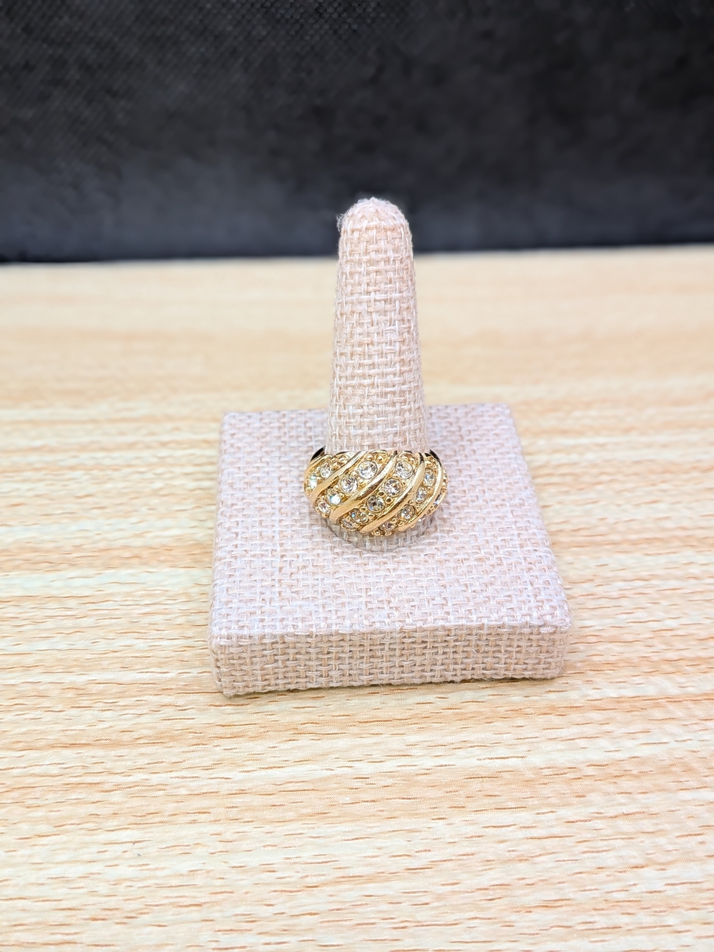 Vintage Avon Gold-Tone Crystal Dome Ring